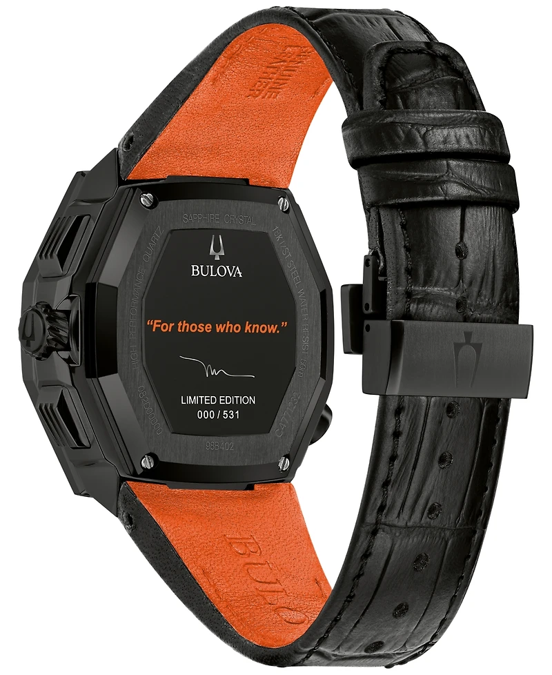 Bulova x Marc Anthony Men's Chronograph Precisionist Black Leather Strap Watch 45mm - Limited Edition