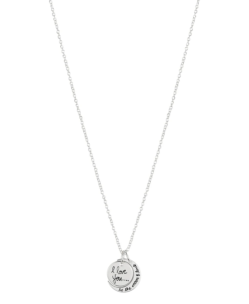 Unwritten Silver Plated Brass "I Love You to The Moon and Back" Pendant Necklace with Extender
