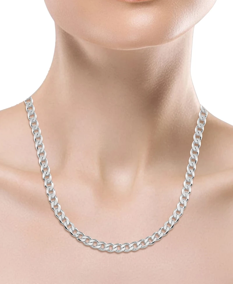 Men's Curb Link 24" Sterling Silver Necklace Chain (5-1/2mm)