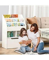 Homcom Kids Storage Bookcase Stand with Drawer for Toys & Books, White