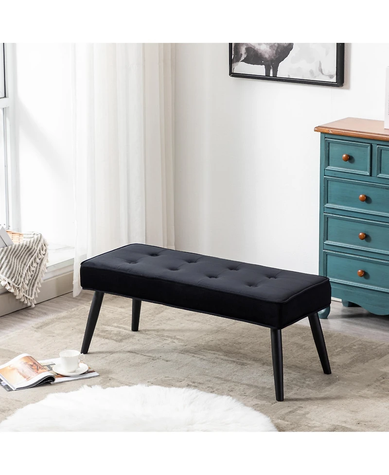 WestinTrends Velvet Tufted Bedroom Bench for Living Room & Entryway