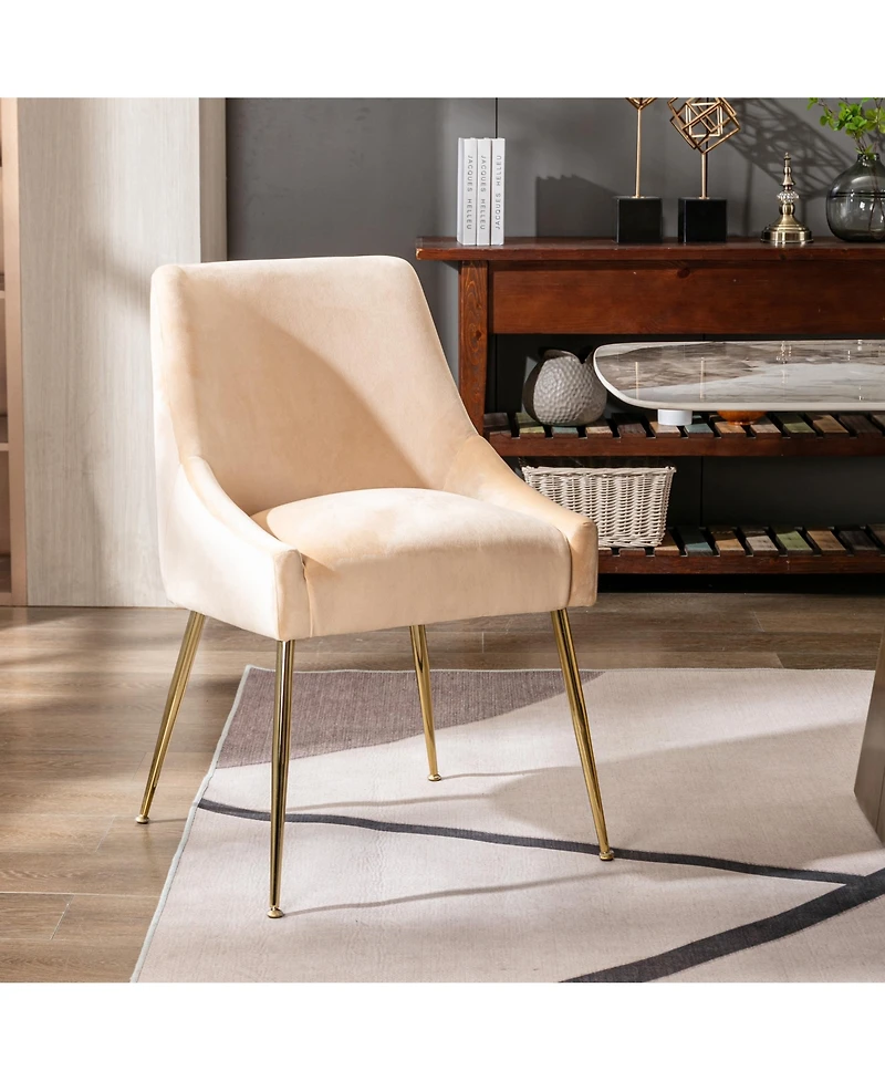 Upholstered Performance Velvet Accent Chair With Metal Leg