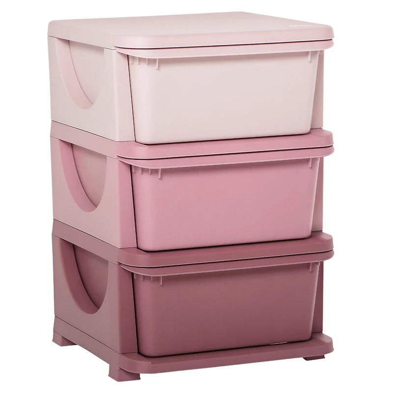 Qaba Kids Storage Container with Drawers for Playroom, Pink