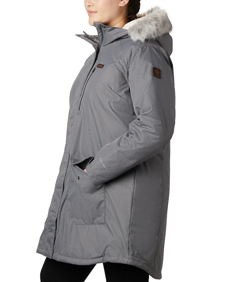 Columbia Plus Size Suttle Mountain Hooded Faux-Fur-Trim Long Insulated Coat