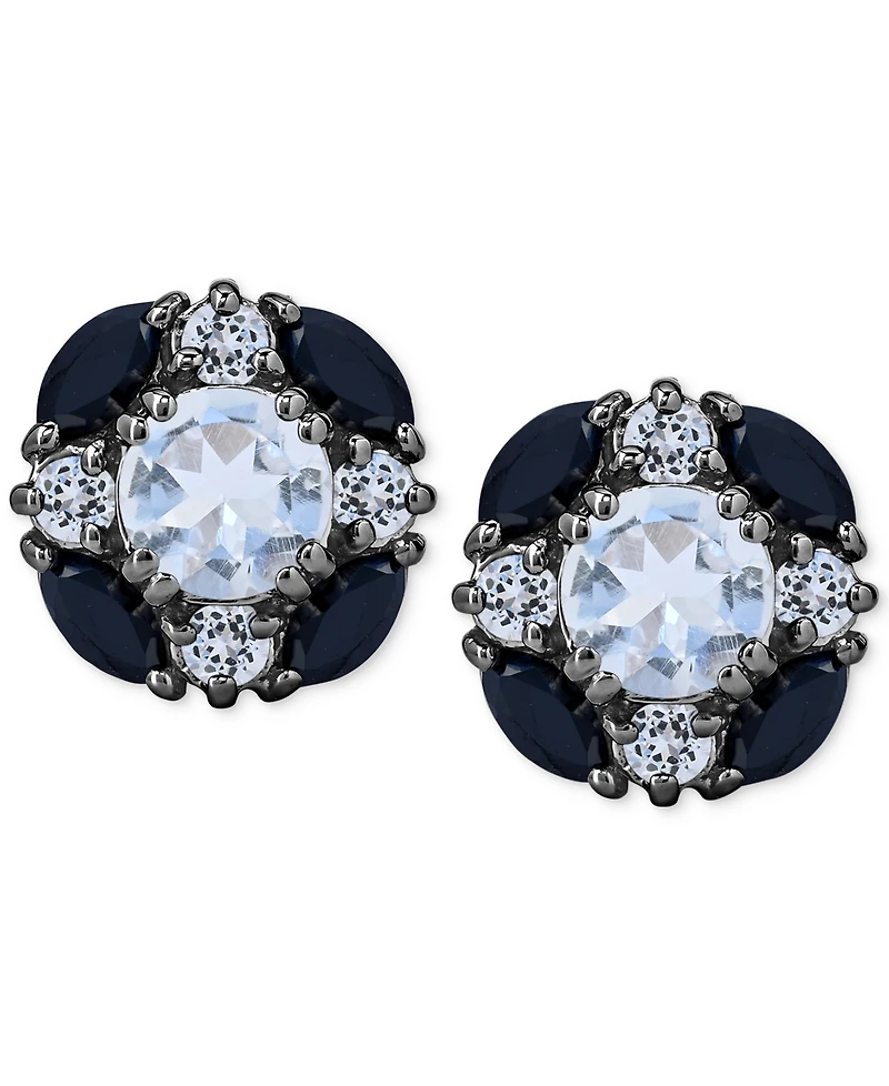 Multi-Gemstone Cluster Stud Earrings (3-7/8 ct. t.w.) in Sterling Silver