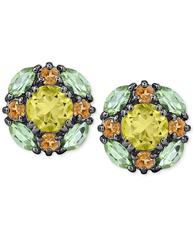Multi-Gemstone Cluster Stud Earrings (3-1/4 ct. t.w.) in Sterling Silver