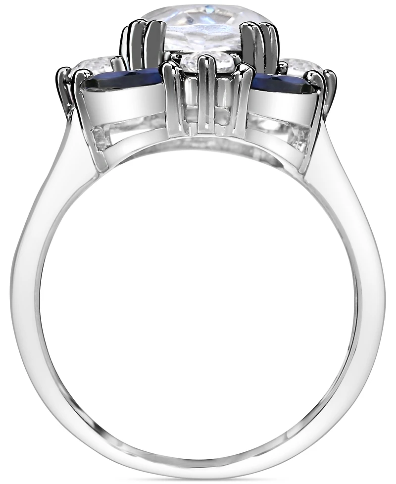 White Quartz (1-7/8 ct. t.w.), White Topaz (1/2 ct. t.w.) & Black Spinel (1-1/5 ct. t.w.) Cluster Ring in Sterling Silver