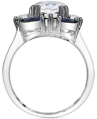 White Quartz (1-7/8 ct. t.w.), White Topaz (1/2 ct. t.w.) & Black Spinel (1-1/5 ct. t.w.) Cluster Ring in Sterling Silver