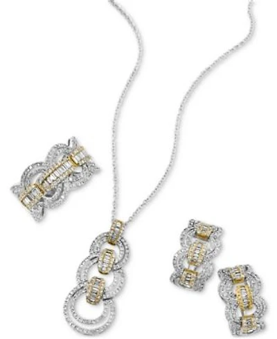 Effy Diamond Interlocking Circle Earrings Necklace Ring Collection In 14k Two Tone Gold