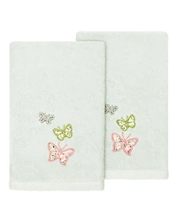 Linum Home Turkish Cotton Mariposa Embellished 2-Pc. Fingertip Towel Set
