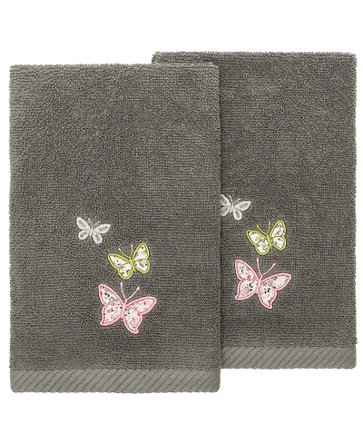 Linum Home Turkish Cotton Mariposa Embellished 2-Pc. Fingertip Towel Set