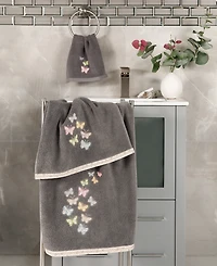 Linum Home Turkish Cotton Mariposa Embellished 2-Pc. Fingertip Towel Set