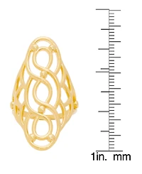 Macy's Gold Plated Shiny Polished Swirl Oval Open Design Ring