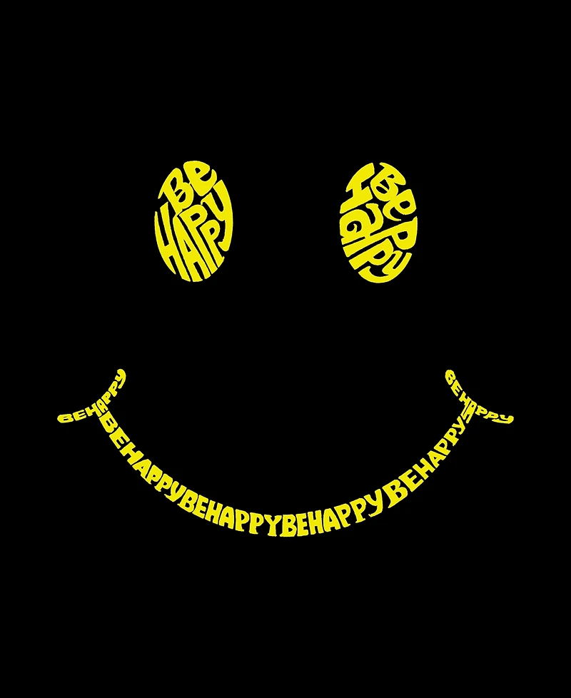 La Pop Art Women's Be Happy Smiley Face Word T-shirt