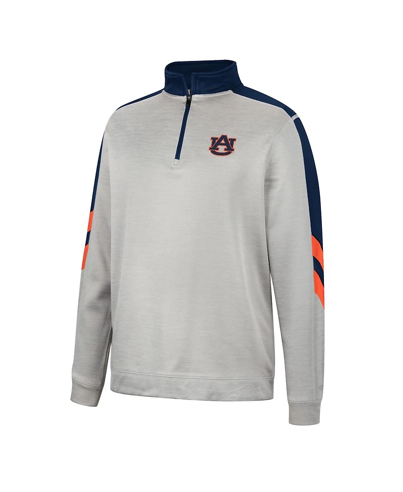 Men's Colosseum Gray and Navy Auburn Tigers Bushwood Fleece Quarter-Zip Jacket