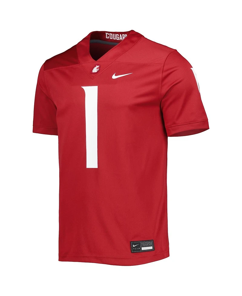 Men's Nike #1 Crimson Washington State Cougars Untouchable Football Jersey