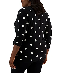 Anne Klein Plus Printed Side-Tie 3/4-Sleeve Top
