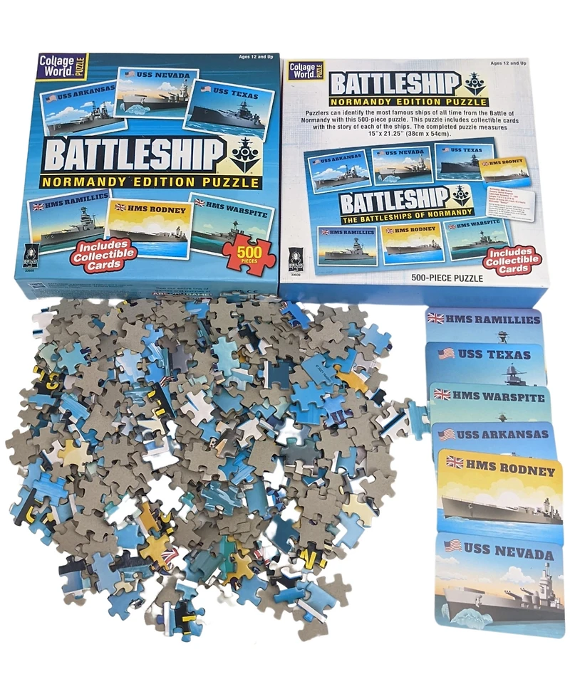 Bepuzzled Collage World Puzzle Battleship Normandy Edition Puzzle Set, 500 Pieces