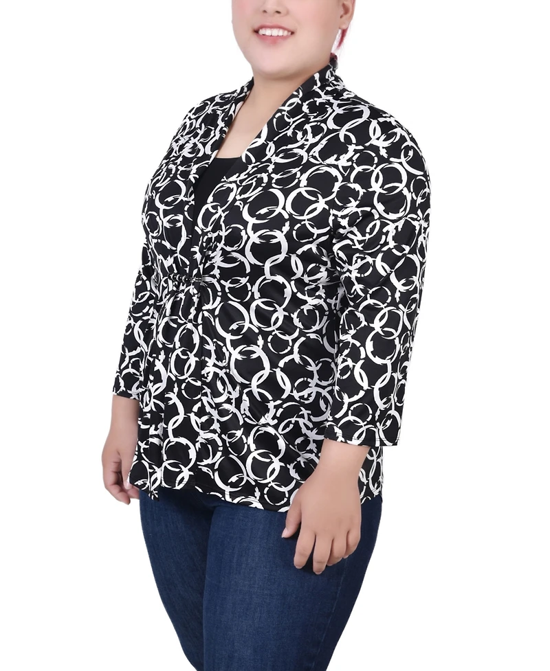 Ny Collection Plus Size 3/4 Sleeve Two-Fer Top