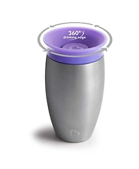 Munchkin Toddler Miracle Stainless Steel 360 Sippy Cup, 10 oz, 2 Pack, Pink/Purple