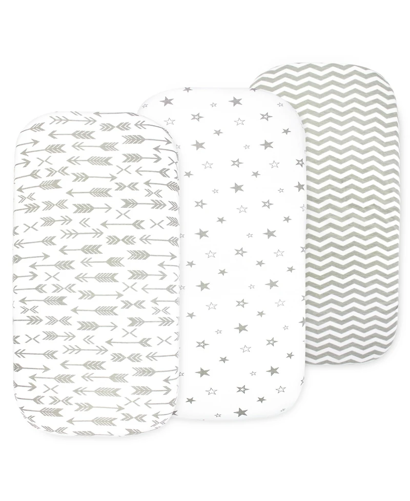 Bublo Baby Bassinet Sheet Set Girl, 3 Pack, Universal Fitted for Oval, Hourglass & Rectangle Mattress, Sheets.