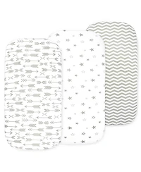Bublo Baby Bassinet Sheet Set Girl, 3 Pack, Universal Fitted for Oval, Hourglass & Rectangle Mattress, Sheets.
