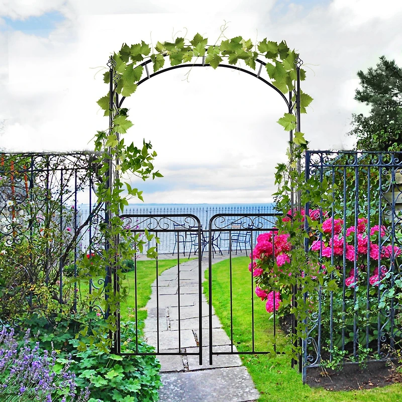 Outsunny 2.1M/7985 Metal Decorative Arch, Gate, Garden Arbor for Climbing Plant