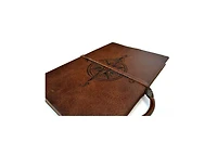 Vintage Brown I Embroidered Compass Italian Leather Journal (6''x 8.25'') by Natalizia