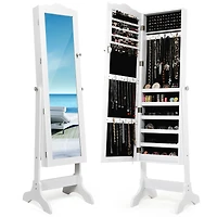 Costway Mirrored Jewelry Cabinet Organizer Storage Box White