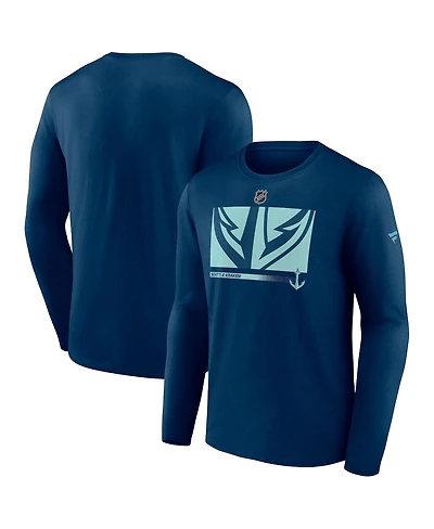 Men's Fanatics Deep Sea Blue Seattle Kraken Authentic Pro Core Collection Secondary Long Sleeve T-Shirt