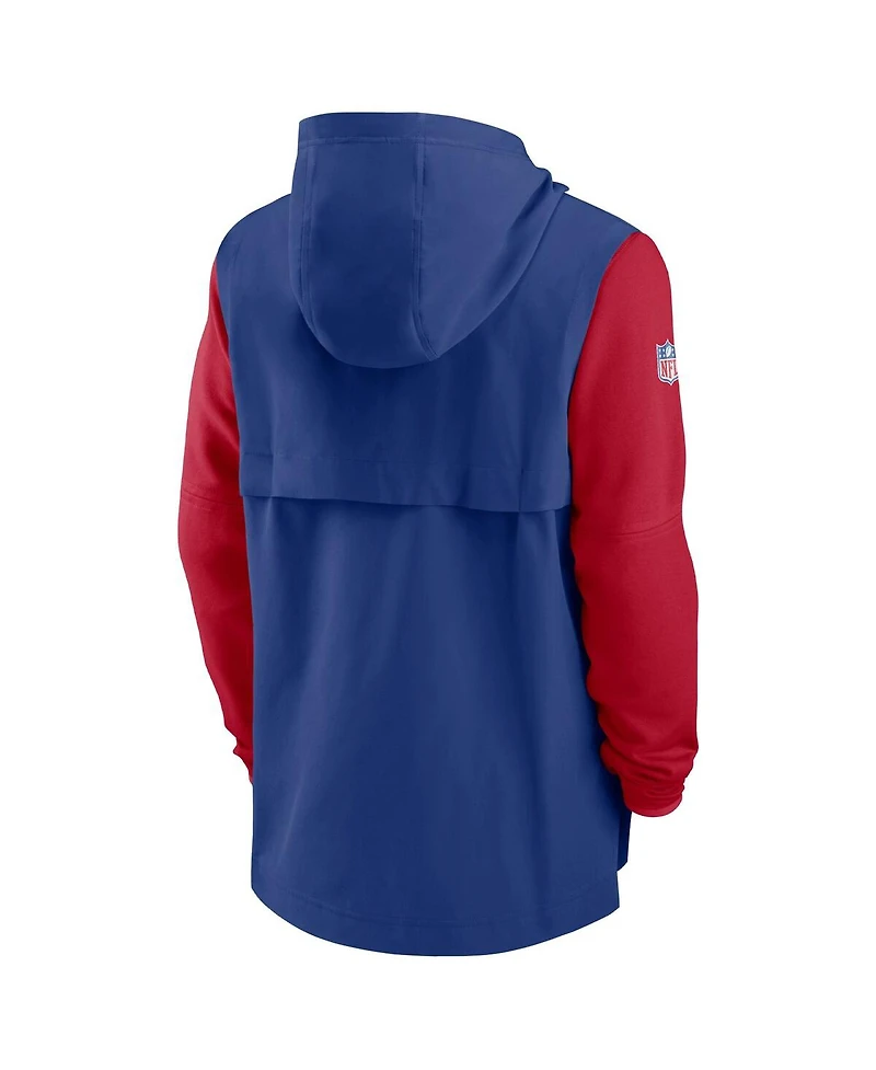 Men's Nike Royal, Red New York Giants Sideline Player Quarter-zip Hoodie