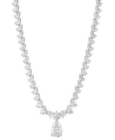 Cubic Zirconia Fancy 18" Collar Necklace in Sterling Silver