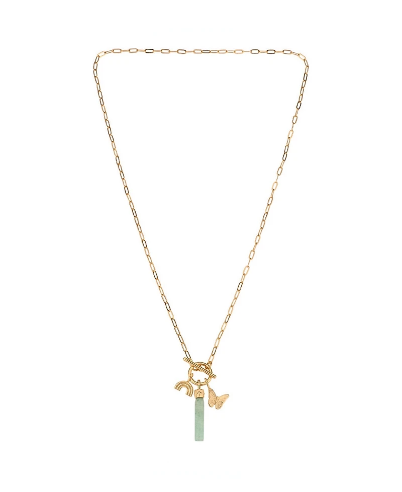 Charged Stone Pendant Charm Necklace