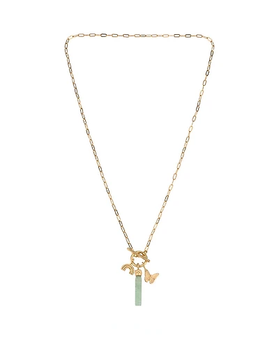 Charged Stone Pendant Charm Necklace