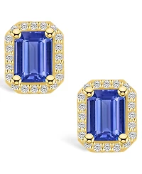 Macy's Tanzanite (3-1/5 Ct. t.w.) and Diamond (3/8 Halo Stud Earrings