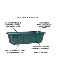 Novelty Mnftg. Polypropylene Flower Box Planter/Liner, Hunter Green