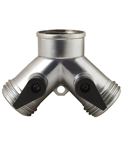 Melnor Metal 2-Way Hose Valve, Silver