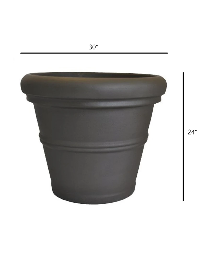 Tusco Products Plastic Rolled Rim Round Planter Espresso 30" x 24"