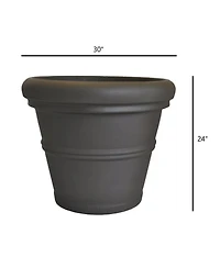 Tusco Products Plastic Rolled Rim Round Planter Espresso 30" x 24"