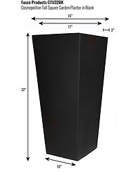 Tusco Products Cosmopolitan Tall Square Plastic Planter Black - 32in