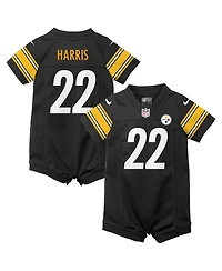Boys and Girls Newborn and Infant Nike Najee Harris Black Pittsburgh Steelers Game Romper Jersey