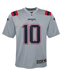 Big Boys Nike Mac Jones Gray New England Patriots Inverted Game Jersey