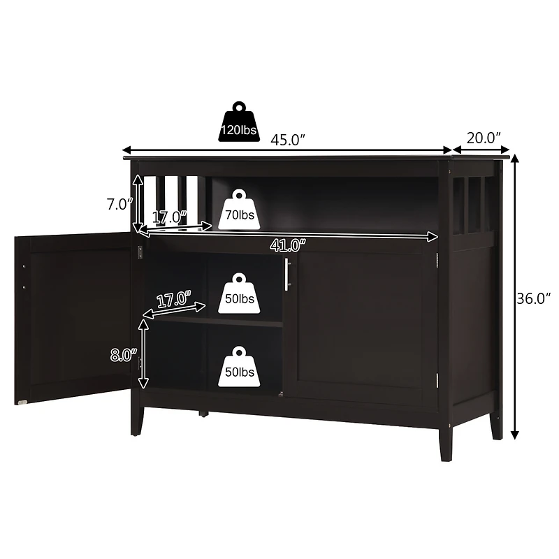 Modern Kitchen Storage 36" Height Cabinet Buffet Server Table