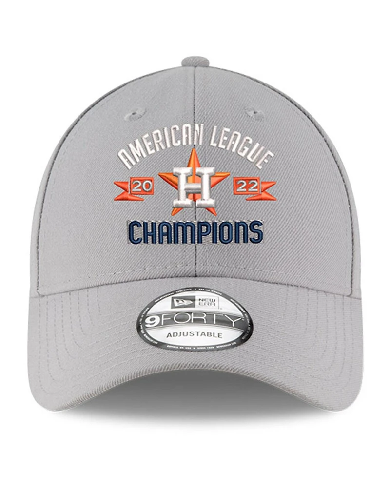 Men's New Era Gray Houston Astros 2022 American League Champions 9FORTY Adjustable Hat