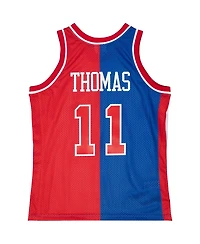 Men's Mitchell & Ness Isiah Thomas Blue, Red Detroit Pistons Hardwood Classics 1988-89 Split Swingman Jersey