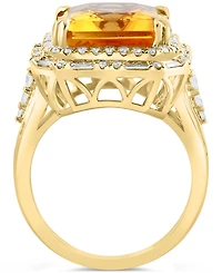 Effy Limited Edition Citrine (11-1/2 ct. t.w.) & Diamond (1-1/3 ct. t.w.) Halo Ring in 14k Gold