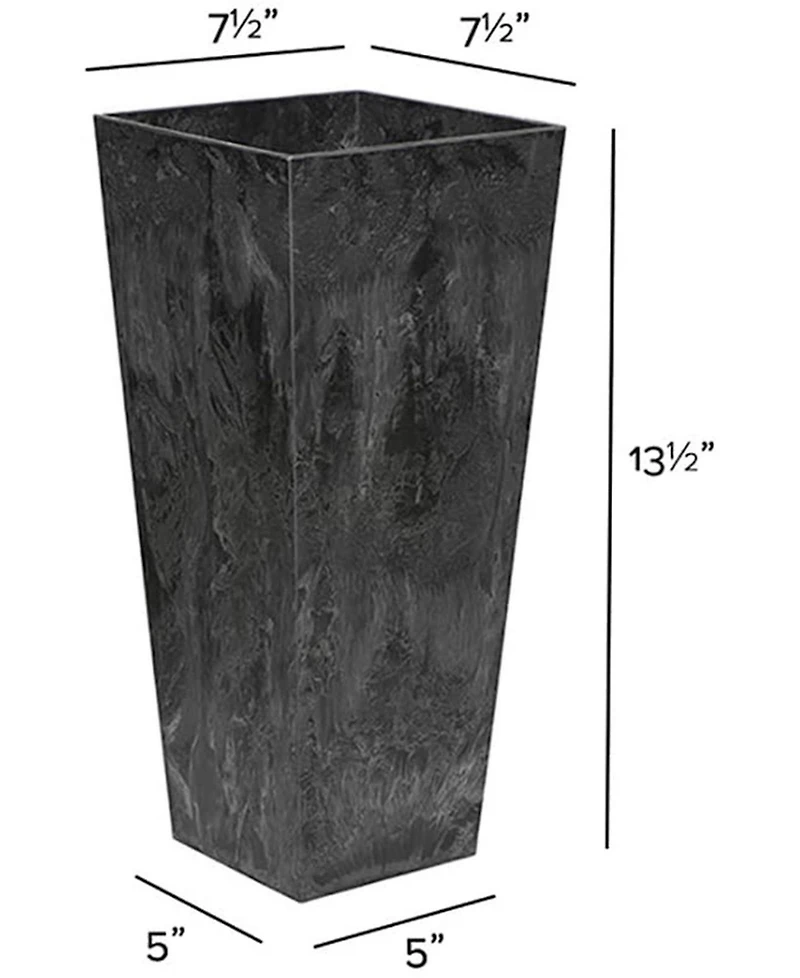 Novelty 35138 Artstone Ella Tall Square Planter Black -13.5 Inch