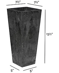 Novelty 35138 Artstone Ella Tall Square Planter Black -13.5 Inch
