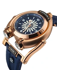 GV2 by Gevril Men's Triton Automatic Blue Genuine Leather Strap Watch 49mm