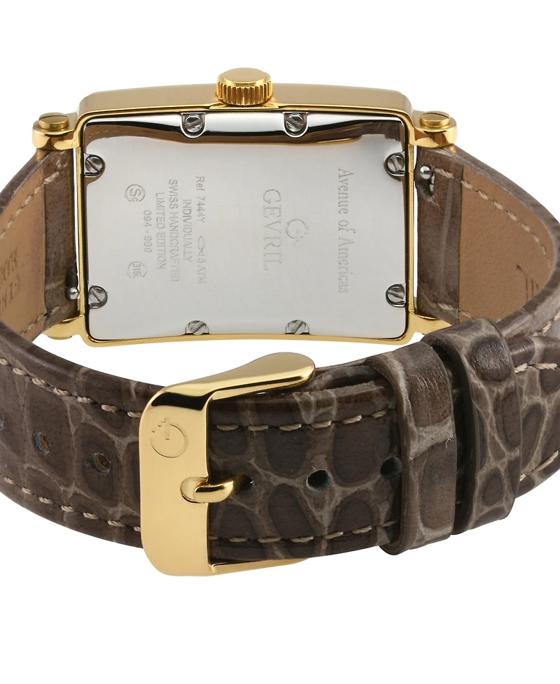 Gevril Women's Avenue of Americas Mini Swiss Quartz Italian Leather Strap Watch 25mm x 32mm